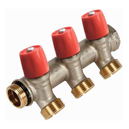 Коллектор HENCO VBS с красными вентилями, НР, 3/4&quot; - 4xEK