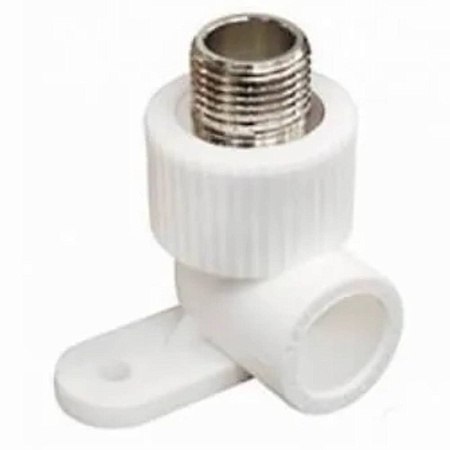 Угольник TEBO бел. PP-R комб. 25х1/2&quot; НР с креплен. (10/80), арт. 015030904