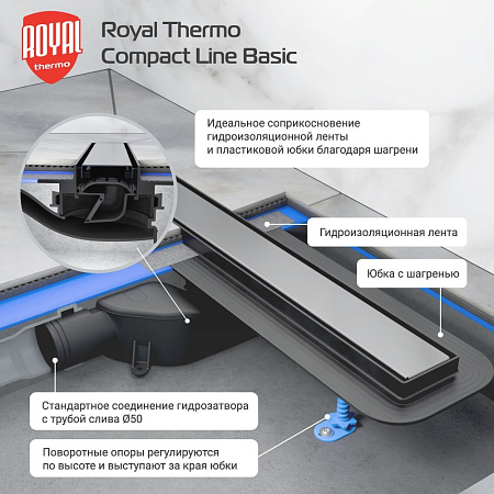 Лоток душевой Royal Thermo с сухим затвором Compact Line Basic 900