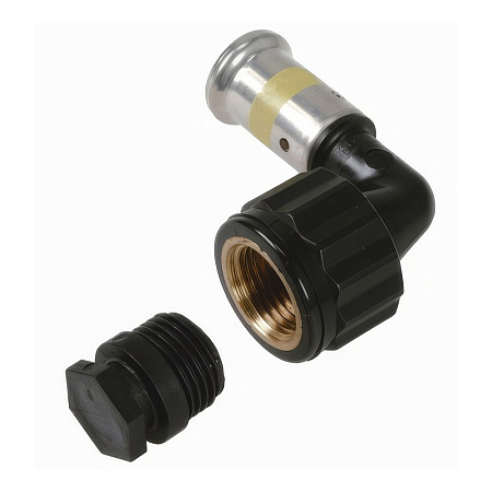 Угольник HENCO 90гр ВР c черной заглушкой BP04 1/2&quot;, ПВДФ пресс (газ), 20x1/2&quot;
