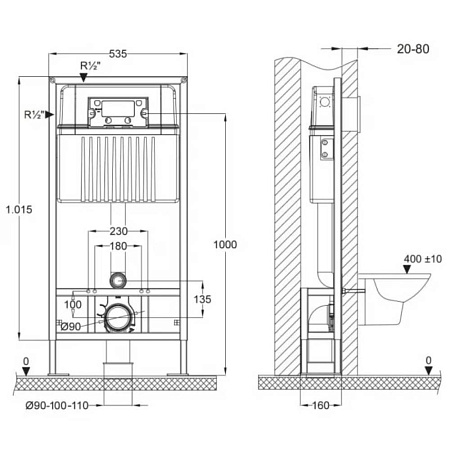 Инсталляция BETTOSERB SAVA Free Standing для подвесного унитаза