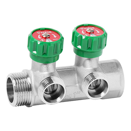 Коллектор VIEIR латунный с регулирующими вентилями 1&quot;x3/4&quot;- 2 вых. VR526-2