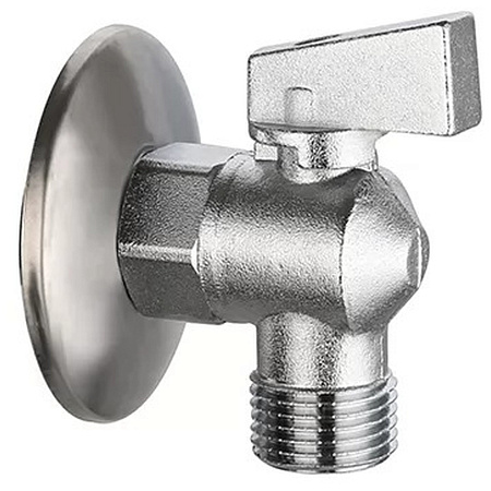 Кран VIEIR шаровый угловой 1/2&quot;x1/2&quot; матовый хром. с отражателем (80/20) VER33
