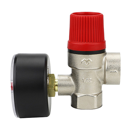 Клапан предохранительный VARMEGA 1/2&quot; ВР-ВР, 6 бар, мембранный, с манометром, VM16617